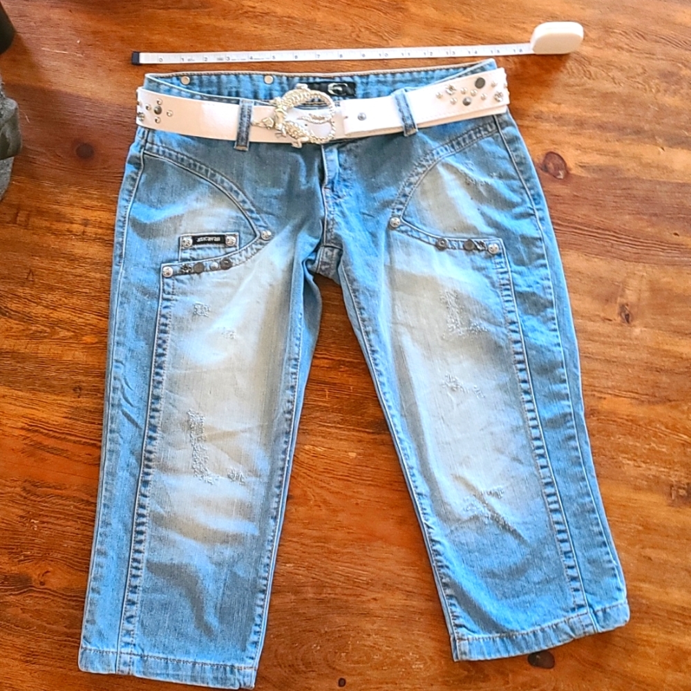 Roberto Cavalli "Just Cavalli" Beautiful Embellished Capri Jeans 👖 😍  Size 30